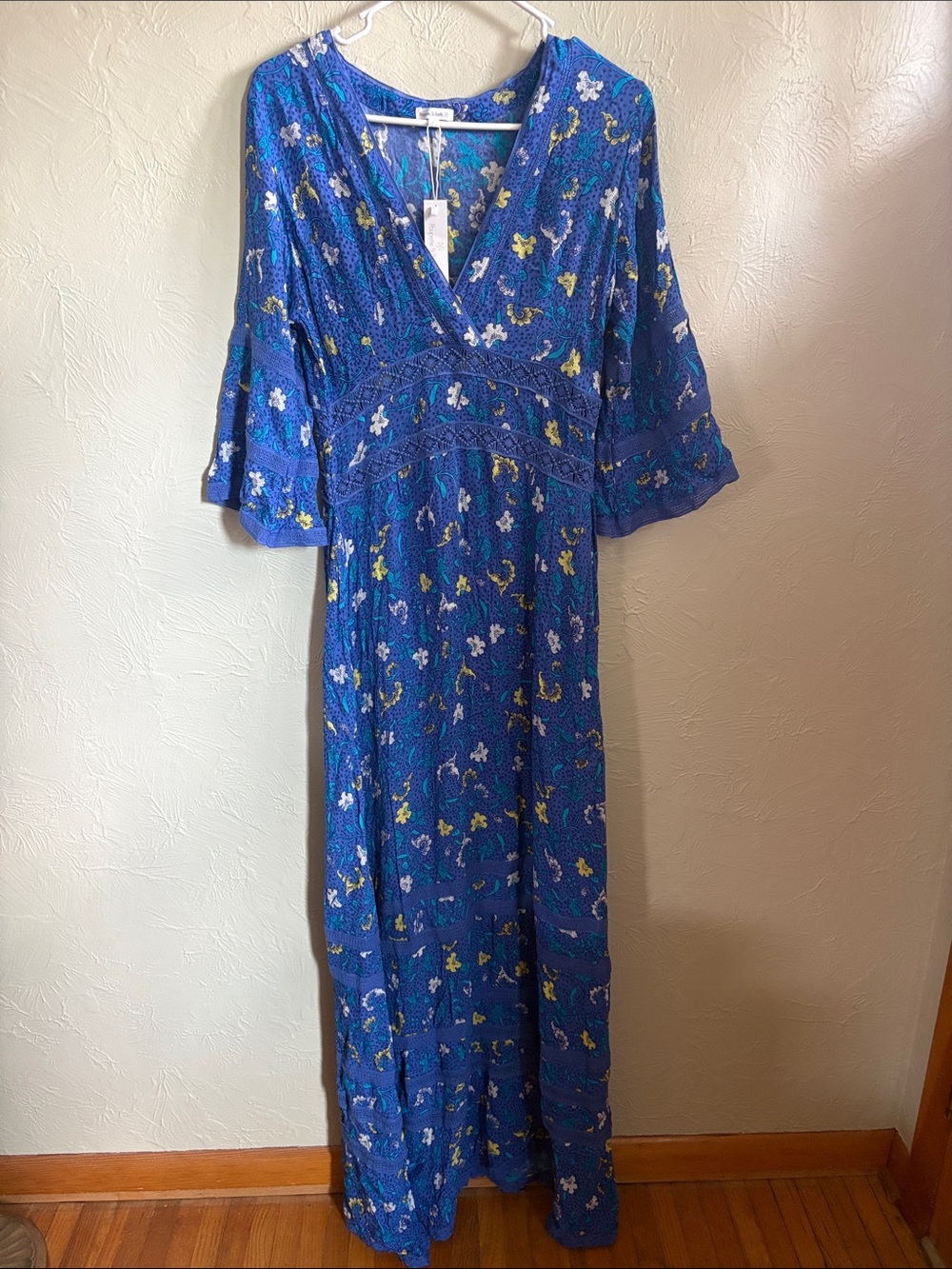 Poupette St. Barth Capri Blue Floral Crepe Maxi Dress